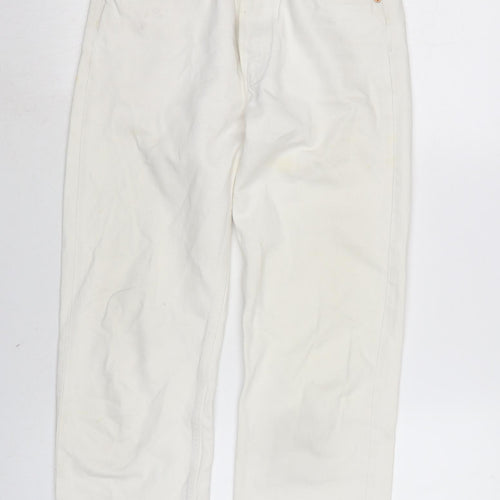 Levis Womens Ivory Cotton Straight Jeans Size 26 in L25 in Regular Button - Raw Hem