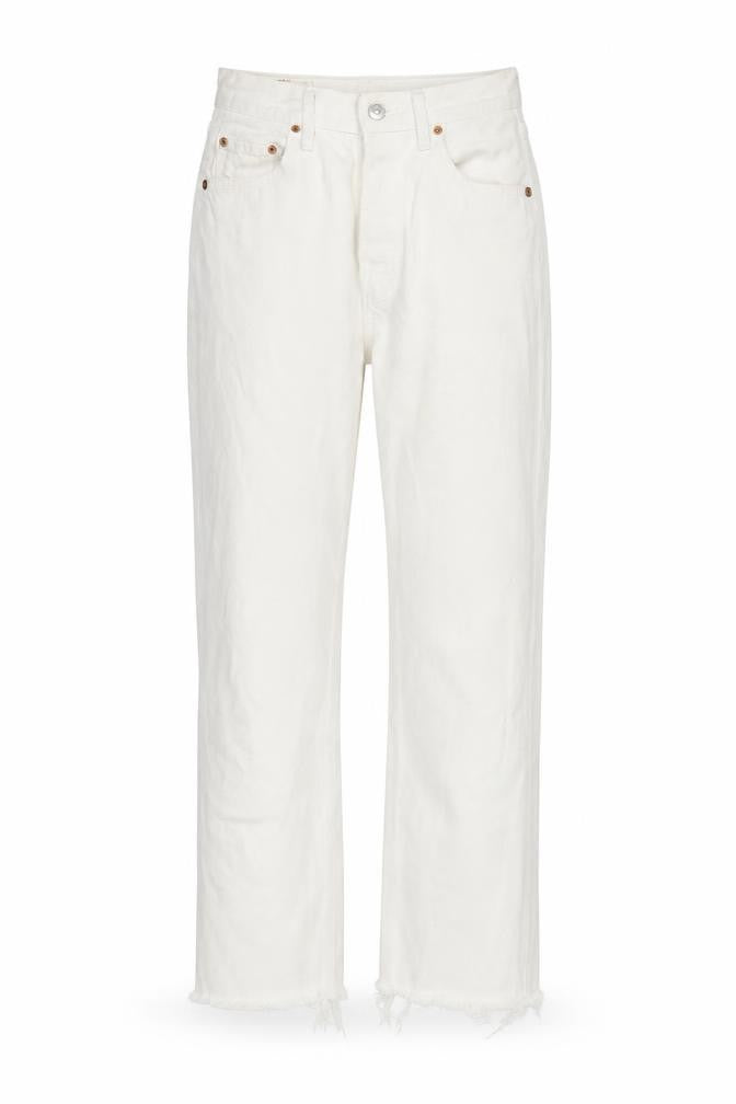 Levis Womens Ivory Cotton Straight Jeans Size 26 in L25 in Regular Button - Raw Hem