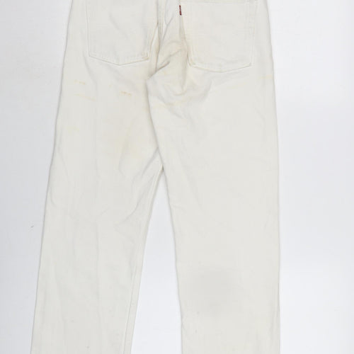 Levis Womens Ivory Cotton Straight Jeans Size 26 in L25 in Regular Button - Raw Hem