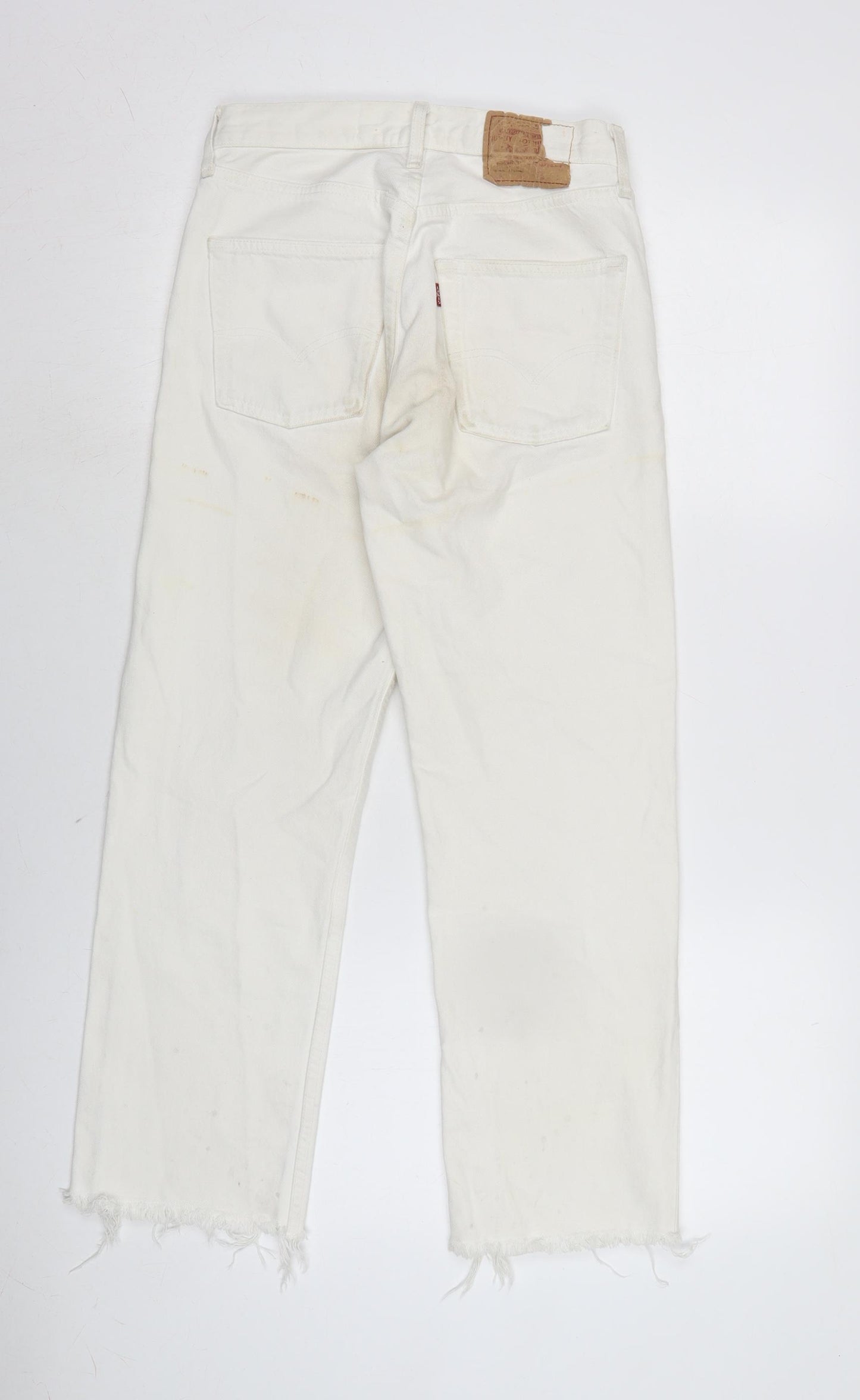 Levis Womens Ivory Cotton Straight Jeans Size 26 in L25 in Regular Button - Raw Hem