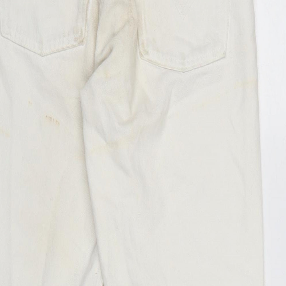 Levis Womens Ivory Cotton Straight Jeans Size 26 in L25 in Regular Button - Raw Hem