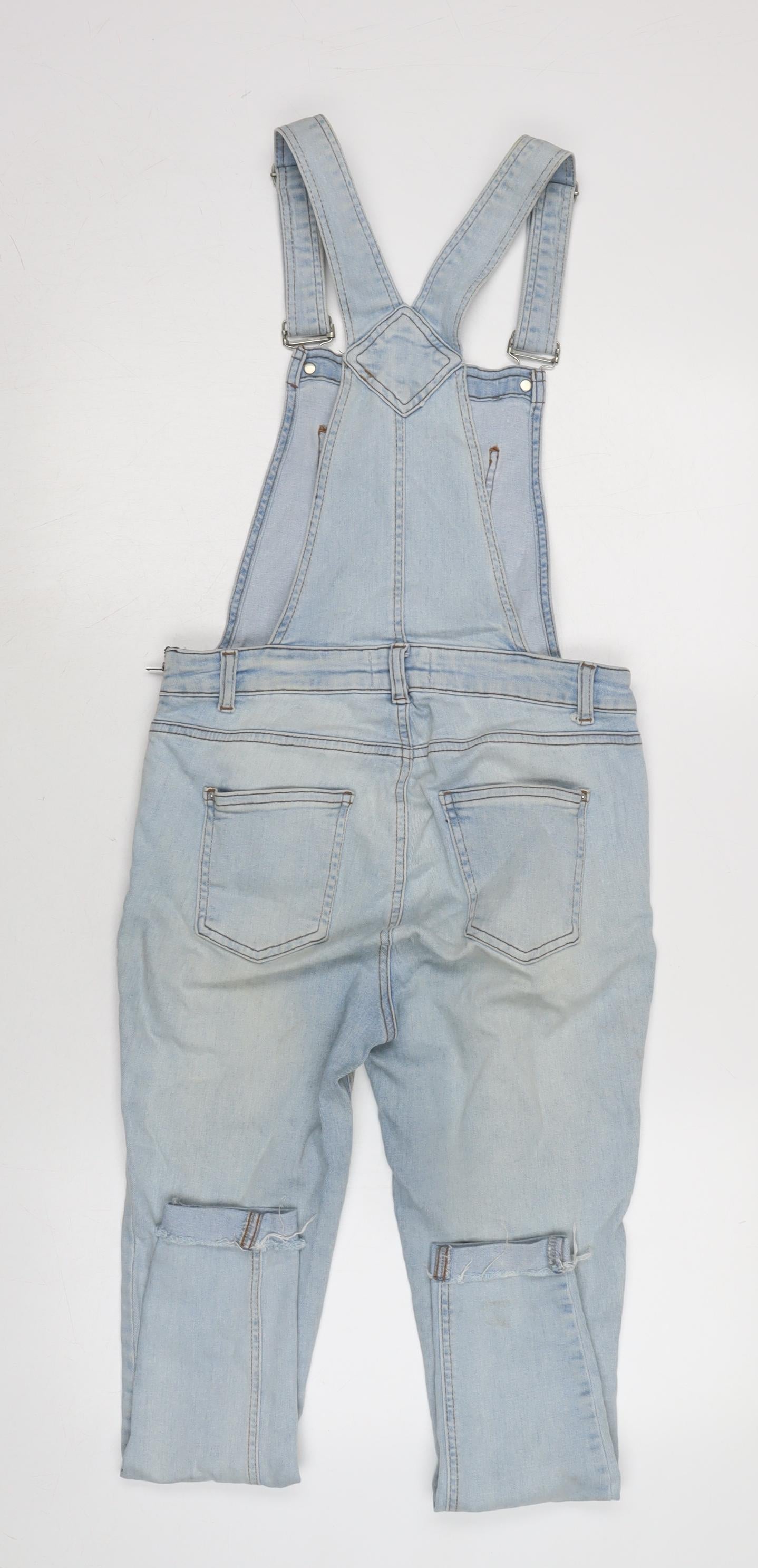 New Look Womens Blue Cotton Dungaree One-Piece Size 8 L25 in Snap