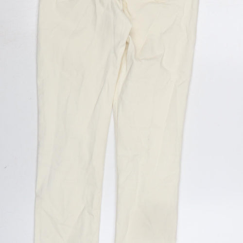 Denim & Co. Womens Ivory Cotton Blend Straight Jeans Size 8 L30 in Regular Zip - Vented at bottom.