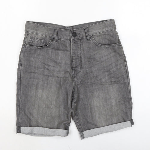 Denim & Co. Mens Grey Cotton Biker Shorts Size 30 in L10 in Regular Button
