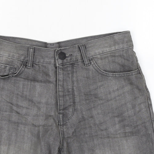 Denim & Co. Mens Grey Cotton Biker Shorts Size 30 in L10 in Regular Button
