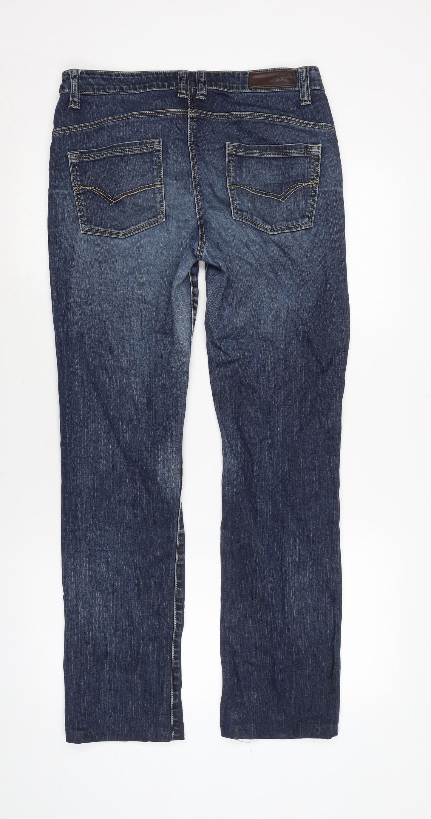 Marks and Spencer Womens Blue Cotton Blend Bootcut Jeans Size 10 L31 in Regular Zip