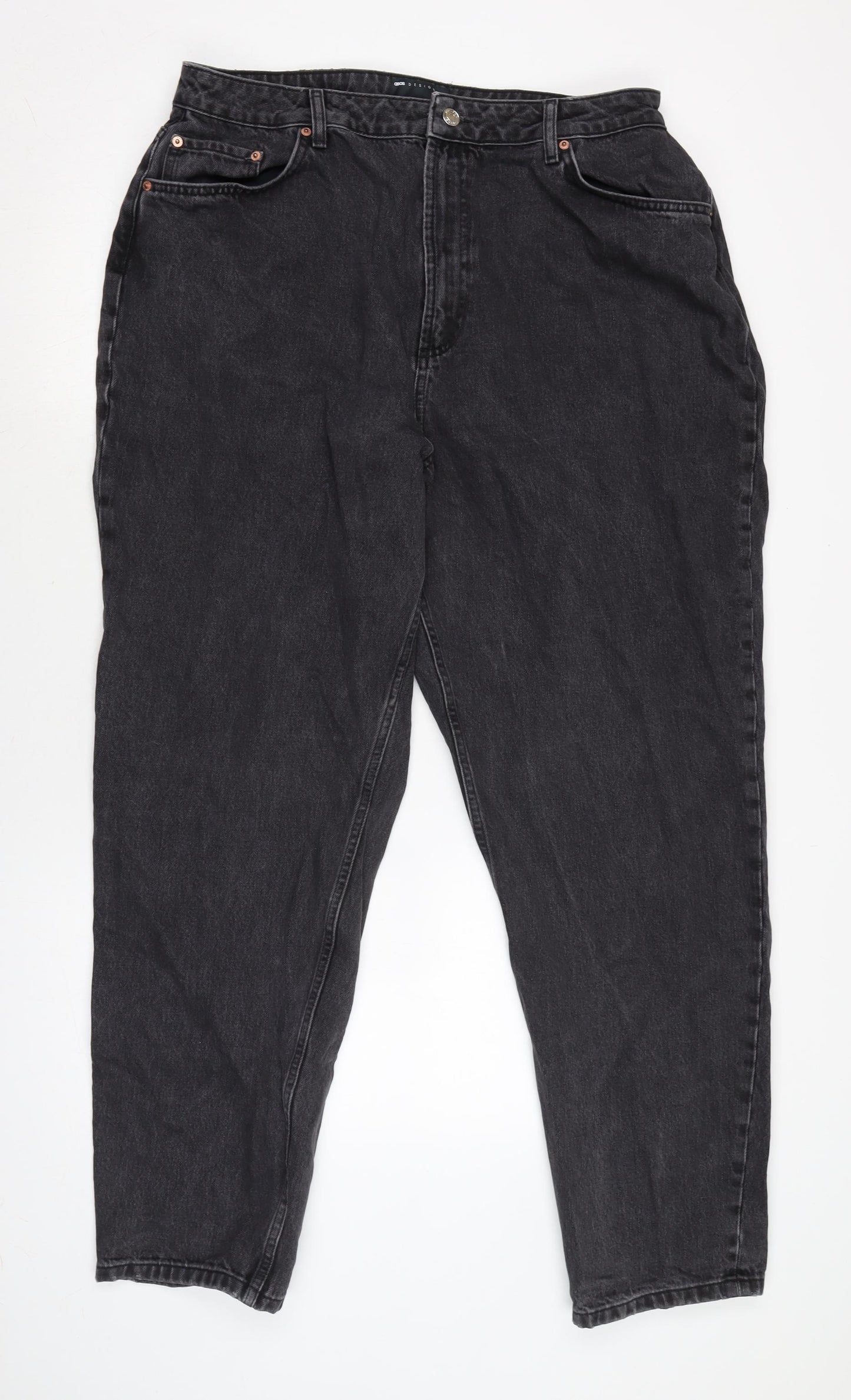 ASOS Womens Grey Cotton Straight Jeans Size 34 in L30 in Regular Zip