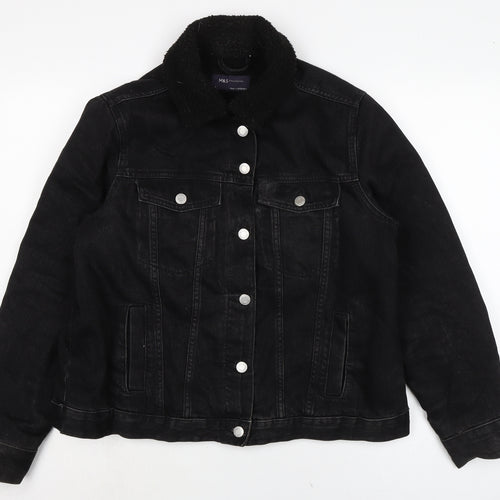 Marks and Spencer Womens Grey Biker Jacket Size 14 Button