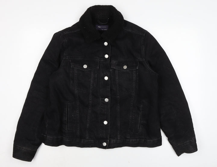 Marks and Spencer Womens Grey Biker Jacket Size 14 Button