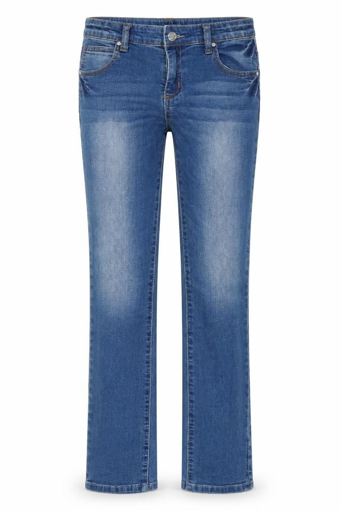 Pumpkin Womens Blue Cotton Blend Straight Jeans Size 12 L26 in Regular Zip