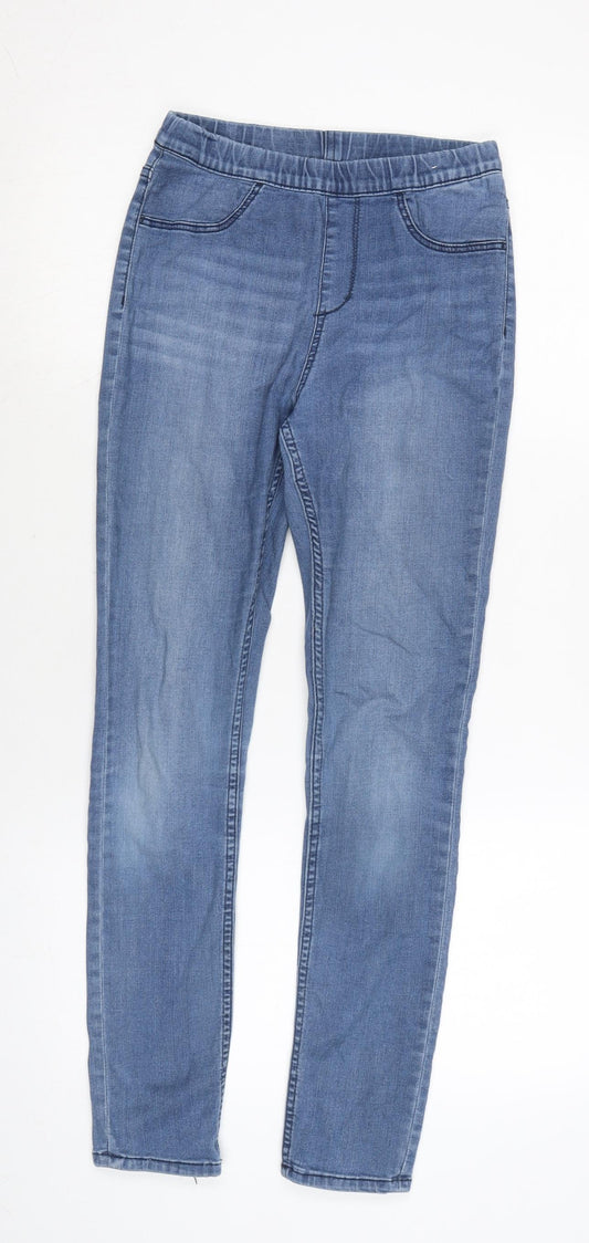 Denim & Co. Girls Blue Cotton Jegging Jeans Size 13-14 Years L27 in Regular