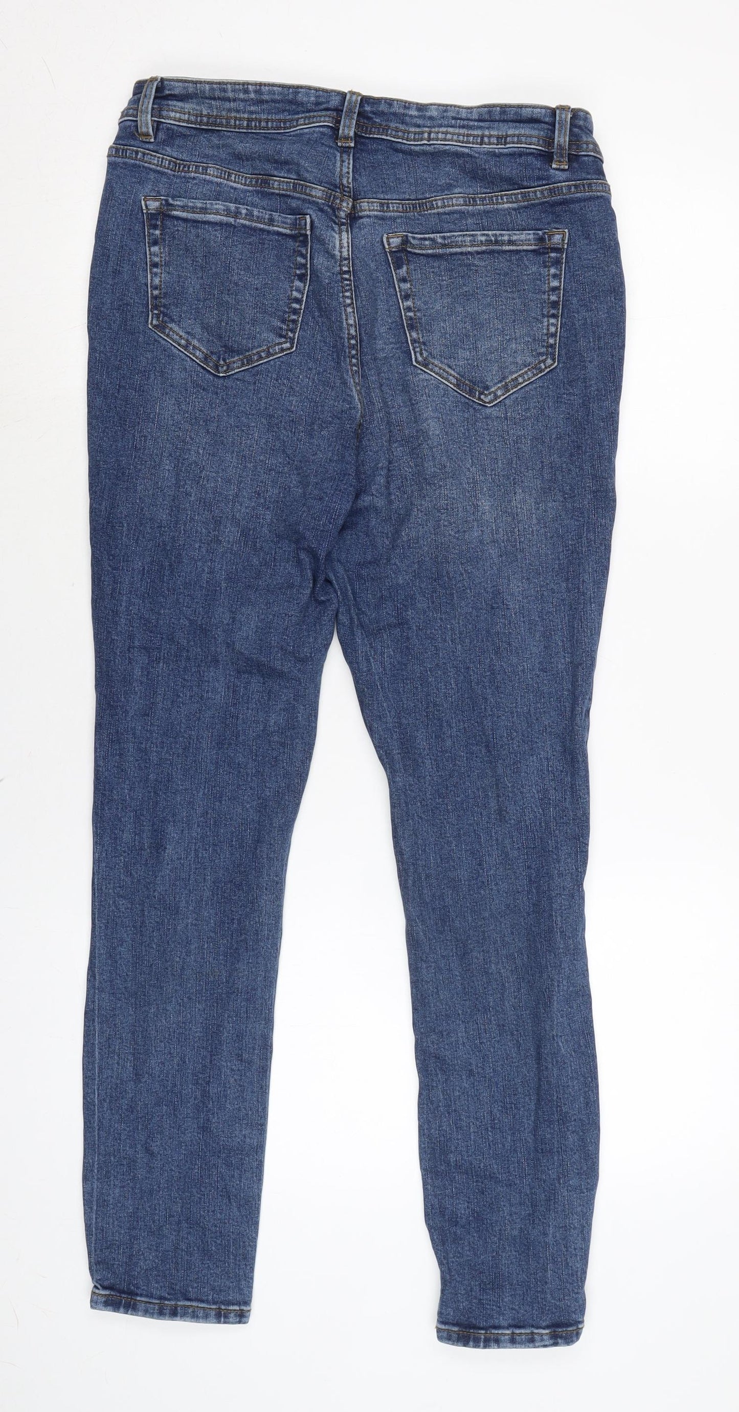 George Womens Blue Cotton Blend Tapered Jeans Size 14 L28 in Regular Zip