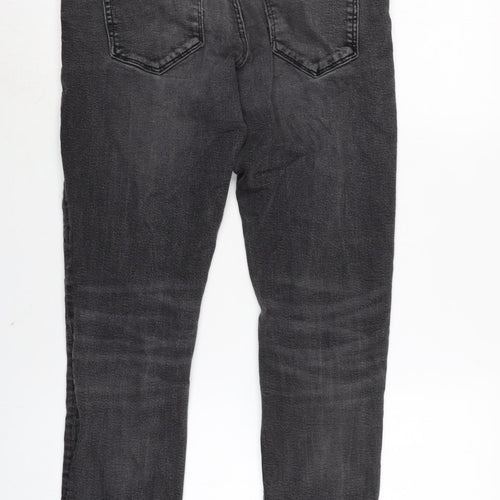 River Island Mens Grey Cotton Blend Straight Jeans Size 30 in L30 in Regular Zip