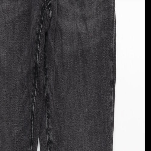 River Island Mens Grey Cotton Blend Straight Jeans Size 30 in L30 in Regular Zip
