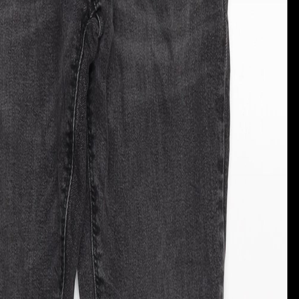 River Island Mens Grey Cotton Blend Straight Jeans Size 30 in L30 in Regular Zip