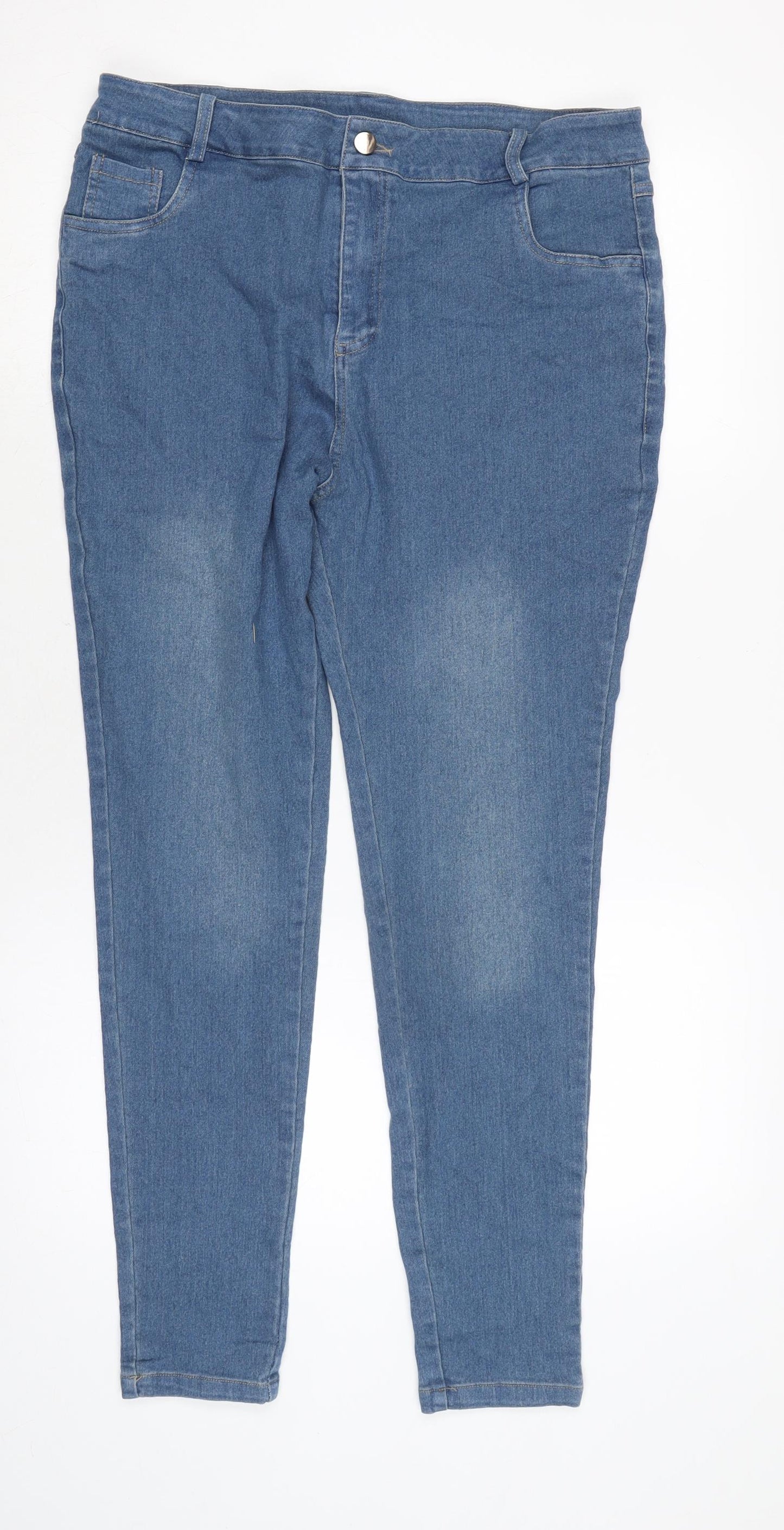 GG Womens Blue Cotton Blend Tapered Jeans Size XL L28 in Extra-Slim Zip