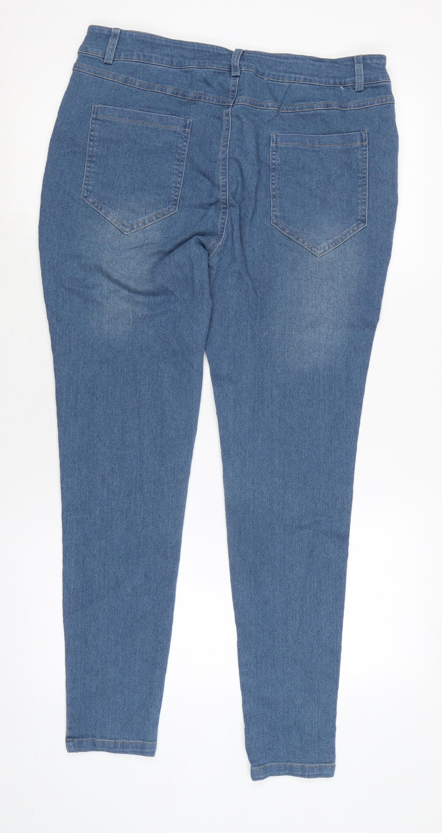 GG Womens Blue Cotton Blend Tapered Jeans Size XL L28 in Extra-Slim Zip