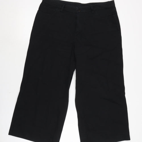 Alysi Womens Black Cotton Blend Cropped Jeans Size 16 L24 in Regular Zip