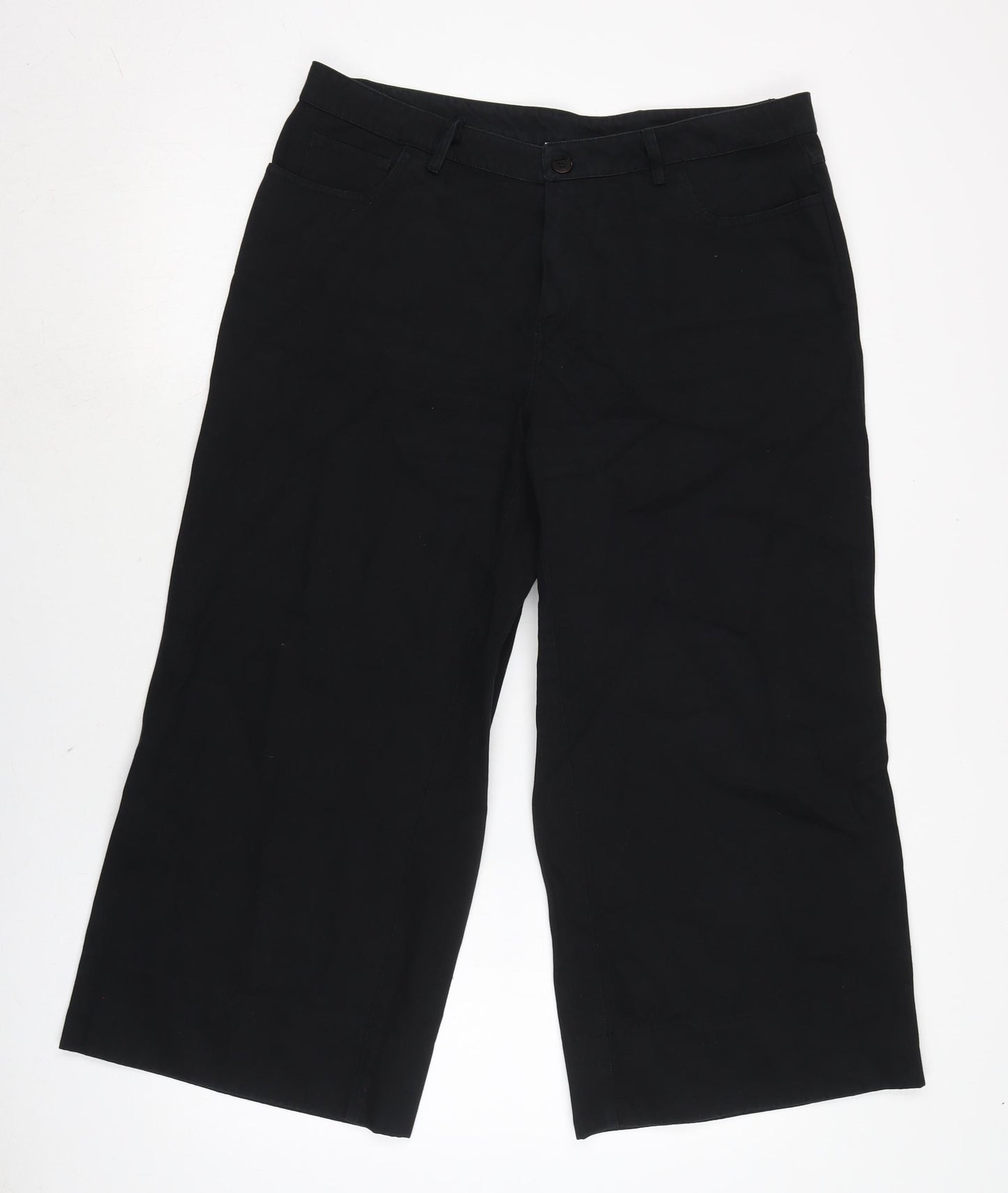 Alysi Womens Black Cotton Blend Cropped Jeans Size 16 L24 in Regular Zip