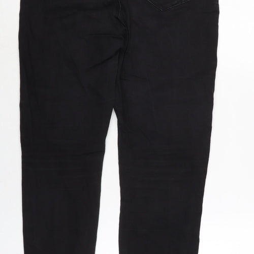 Denim & Co. Womens Black Cotton Blend Tapered Jeans Size 14 L31 in Regular Zip