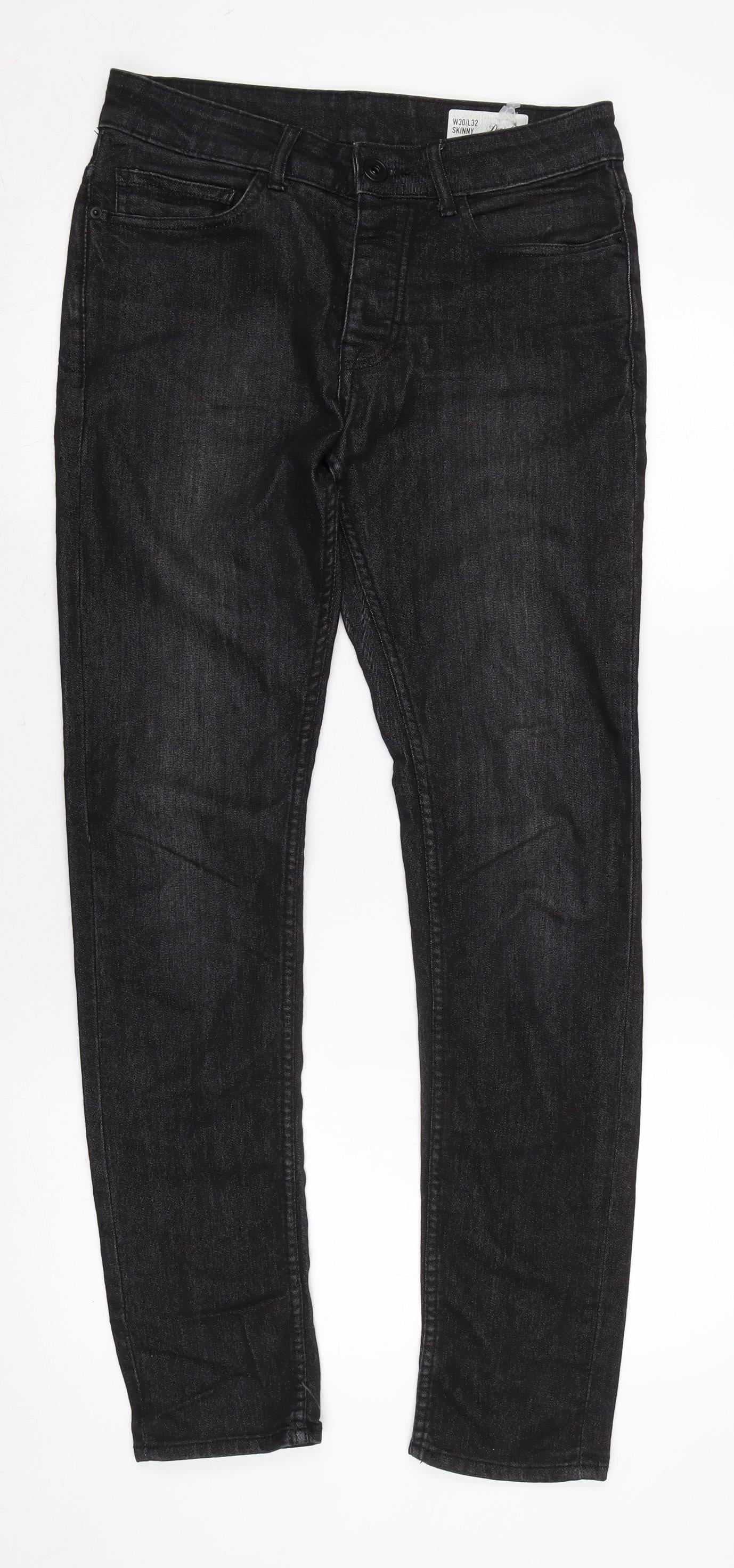 Denim & Co. Mens Black Cotton Blend Skinny Jeans Size 30 in L31 in Regular Zip