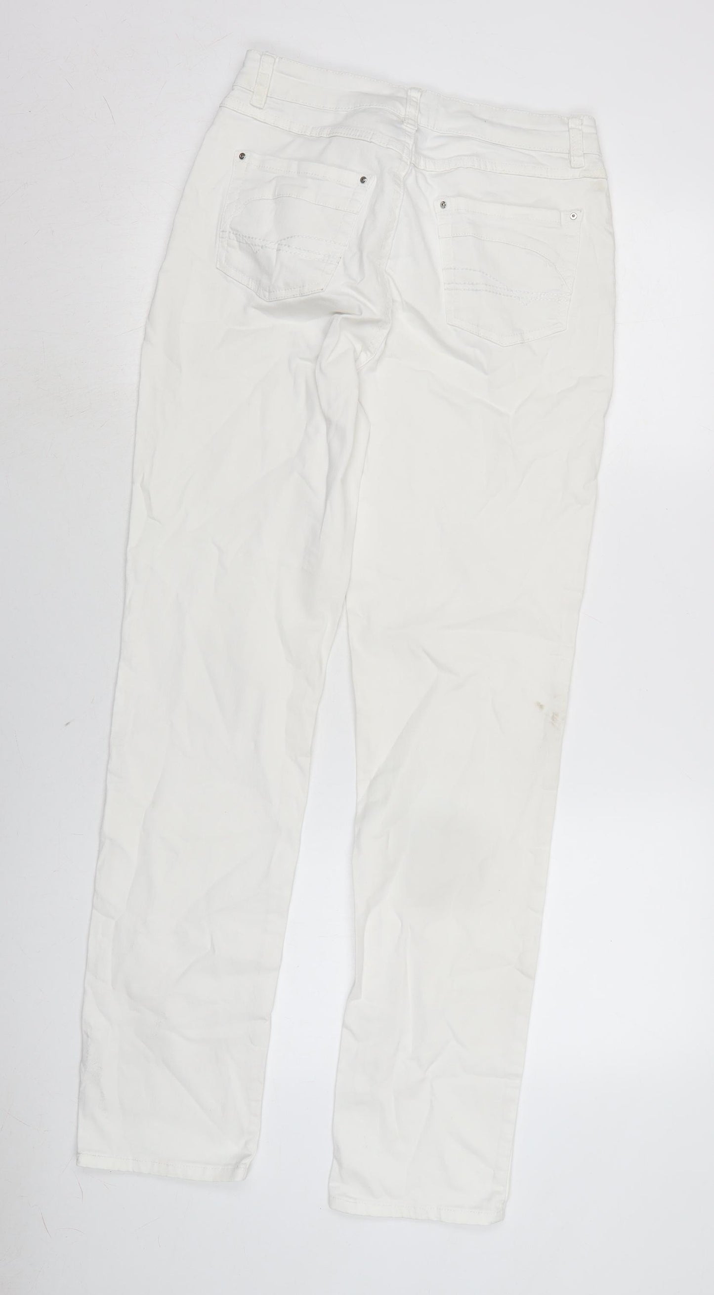 French dressing Jean Womens White Cotton Blend Straight Jeans Size 10 L31 in Regular Zip