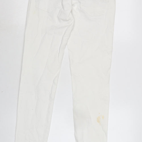 Mango Womens White Cotton Blend Straight Jeans Size 10 L32 in Regular Zip