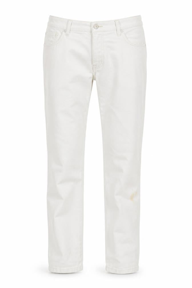 Mango Womens White Cotton Blend Straight Jeans Size 10 L32 in Regular Zip
