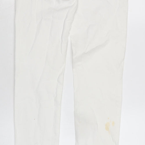 Mango Womens White Cotton Blend Straight Jeans Size 10 L32 in Regular Zip