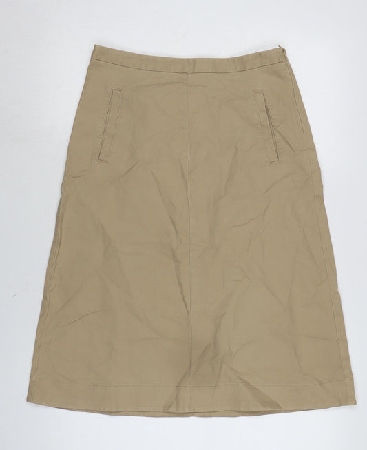 Boden Womens Beige Cotton A-Line Skirt Size 10 Zip