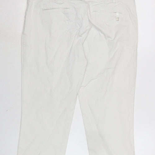 Wallis Womens White Cotton Blend Cropped Jeans Size 14 L20 in Regular Zip