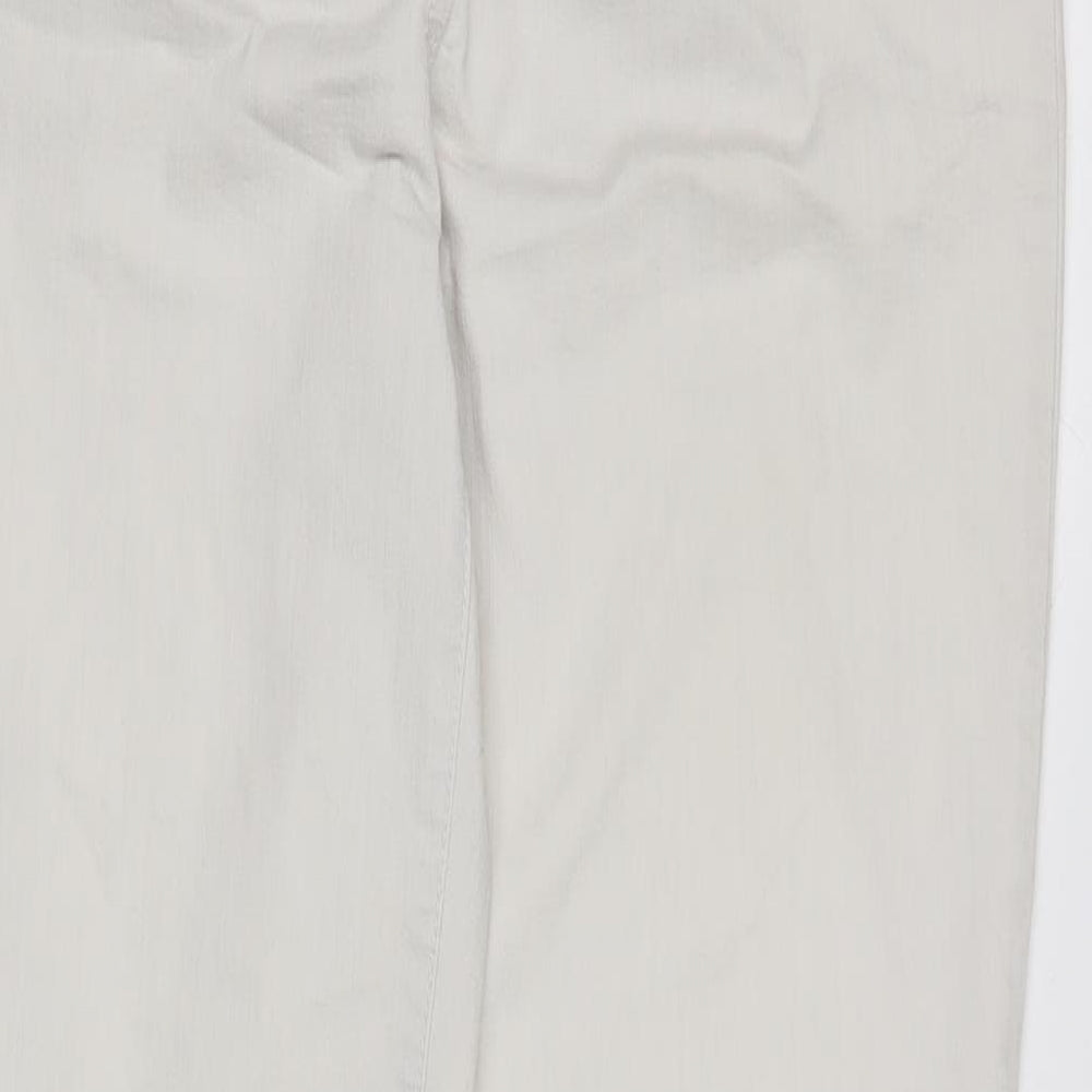 Gerry Weber Womens Ivory Cotton Blend Straight Jeans Size 14 L31.5 in Regular Zip