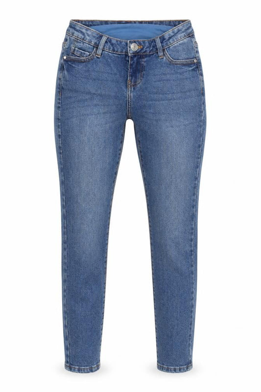 Front view of George women’s blue cotton blend straight jeans, size UK 26, in, 26.5-inch leg regular zip