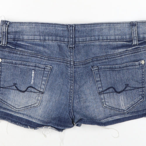 Denim & Co. Womens Blue Cotton Cut-Off Shorts Size 12 Regular Zip