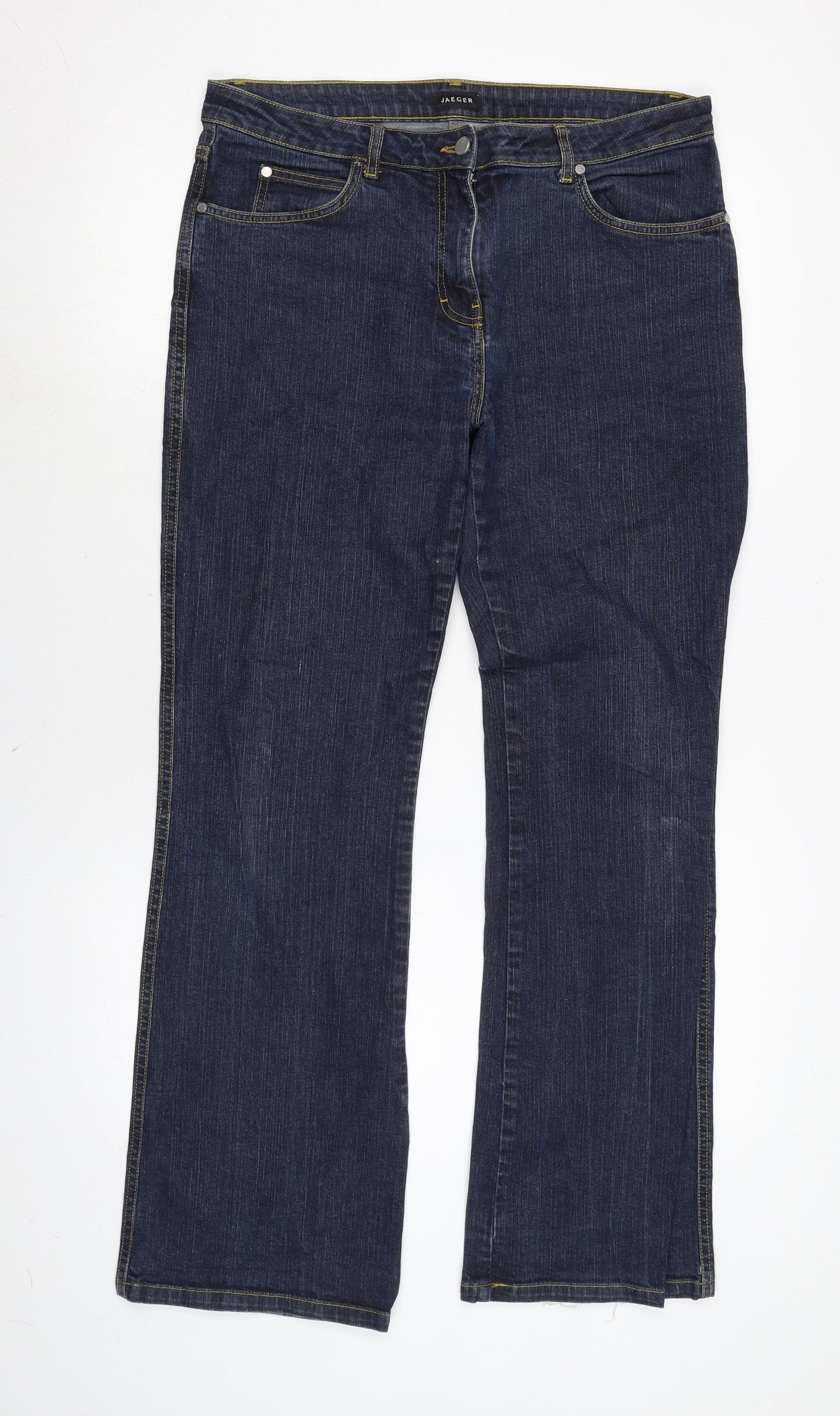 Jaeger Womens Blue Cotton Blend Bootcut Jeans Size 32 in L31.5 in Regular Zip