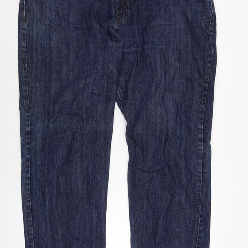 TU Mens Blue Cotton Blend Straight Jeans Size 44 in L32 in Regular Zip