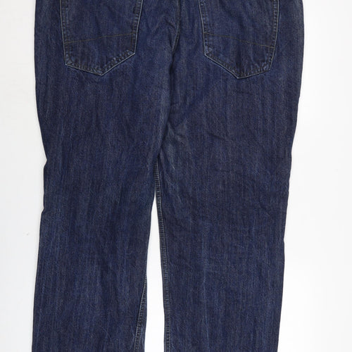 TU Mens Blue Cotton Blend Straight Jeans Size 44 in L32 in Regular Zip