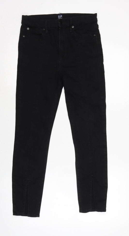 Gap Womens Black Cotton Blend Skinny Jeans Size 28 in L24 in Regular Zip - Vents to bottom legs.