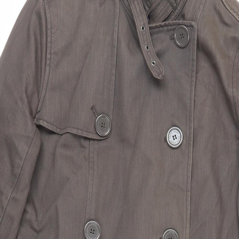 SOFT GREY Womens Brown Pea Coat Coat Size 12 Button - Vintage