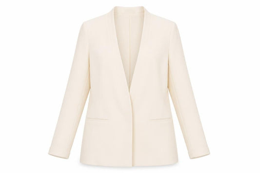 Front view of New Look women’s ivory jacket blazer, size UK 14, snap