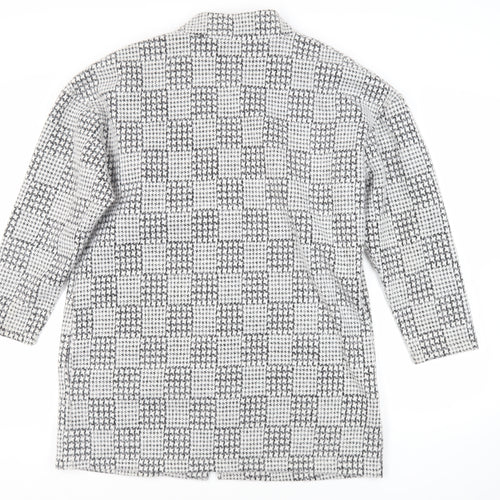 Marks and Spencer Womens Grey Geometric Overcoat Coat Size 18 - Open