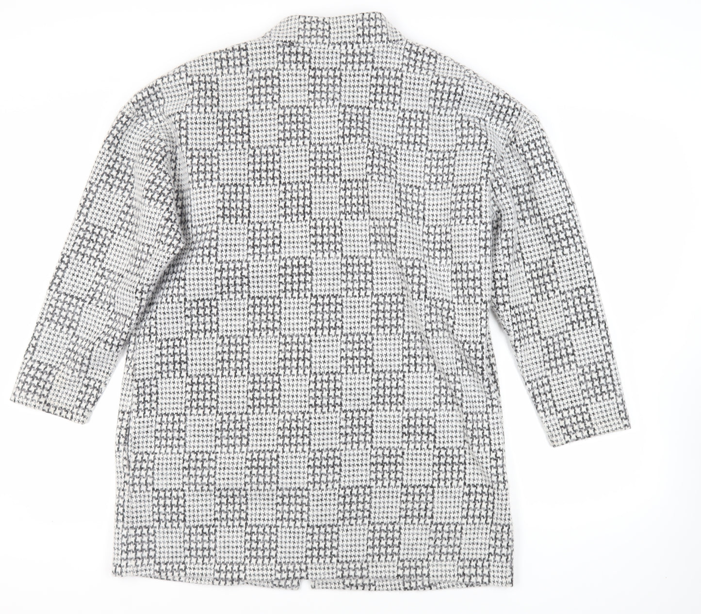 Marks and Spencer Womens Grey Geometric Overcoat Coat Size 18 - Open