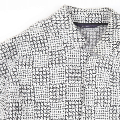 Marks and Spencer Womens Grey Geometric Overcoat Coat Size 18 - Open