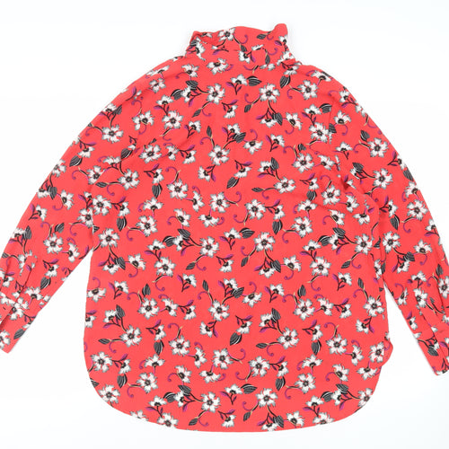 NEXT Womens Red Floral Polyester Basic Button-Up Size 18 Collared