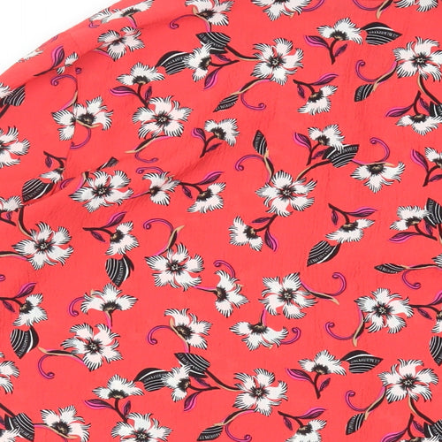 NEXT Womens Red Floral Polyester Basic Button-Up Size 18 Collared