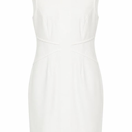 Connected Apparel Womens White Polyester Pencil Dress Size 8 Boat Neck Zip