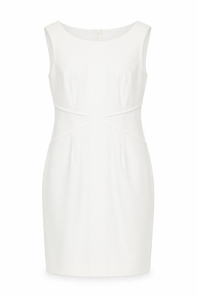 Connected Apparel Womens White Polyester Pencil Dress Size 8 Boat Neck Zip