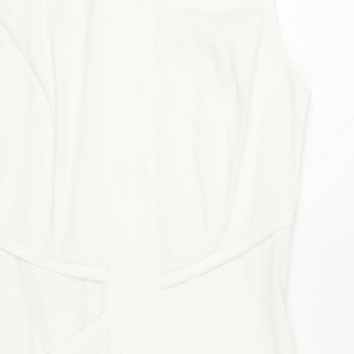 Connected Apparel Womens White Polyester Pencil Dress Size 8 Boat Neck Zip