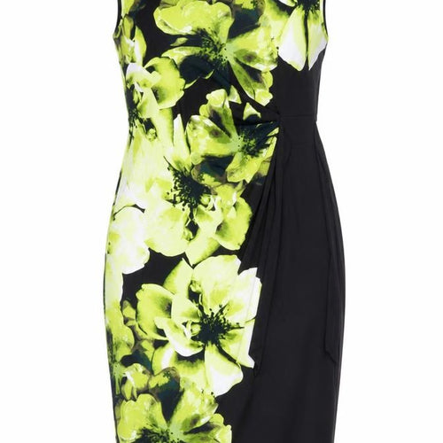 Debenhams Womens Black Floral Polyester Pencil Dress Size 14 Boat Neck Pullover