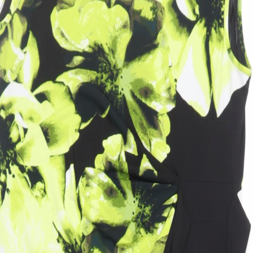 Debenhams Womens Black Floral Polyester Pencil Dress Size 14 Boat Neck Pullover